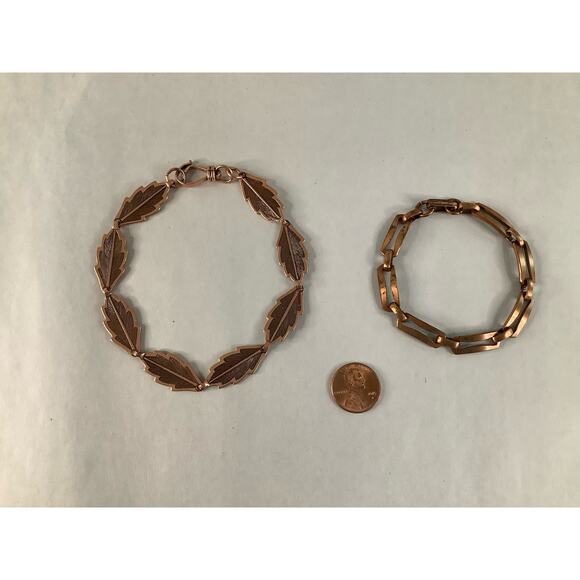 Solid Copper Bracelets, Set of Two - Picture 1 of 6